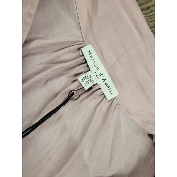 Maison d' Amelie NWT Tie Neck Dusty Pink Mauve Size XS 3/4 Sleeve Blouse Shirt - Picture 4 of 6